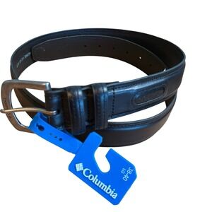 New Mens Columbia Belt Size 38-40 Black Large Genuine Leather Silver Buckle